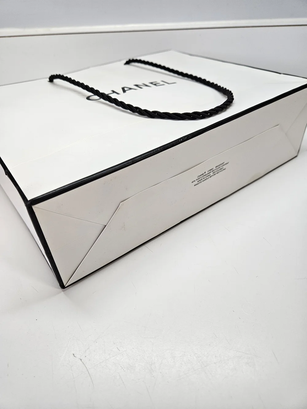Authentic CHANEL White Logo Two Piece Gift Box with Tissue Bag 8.75
